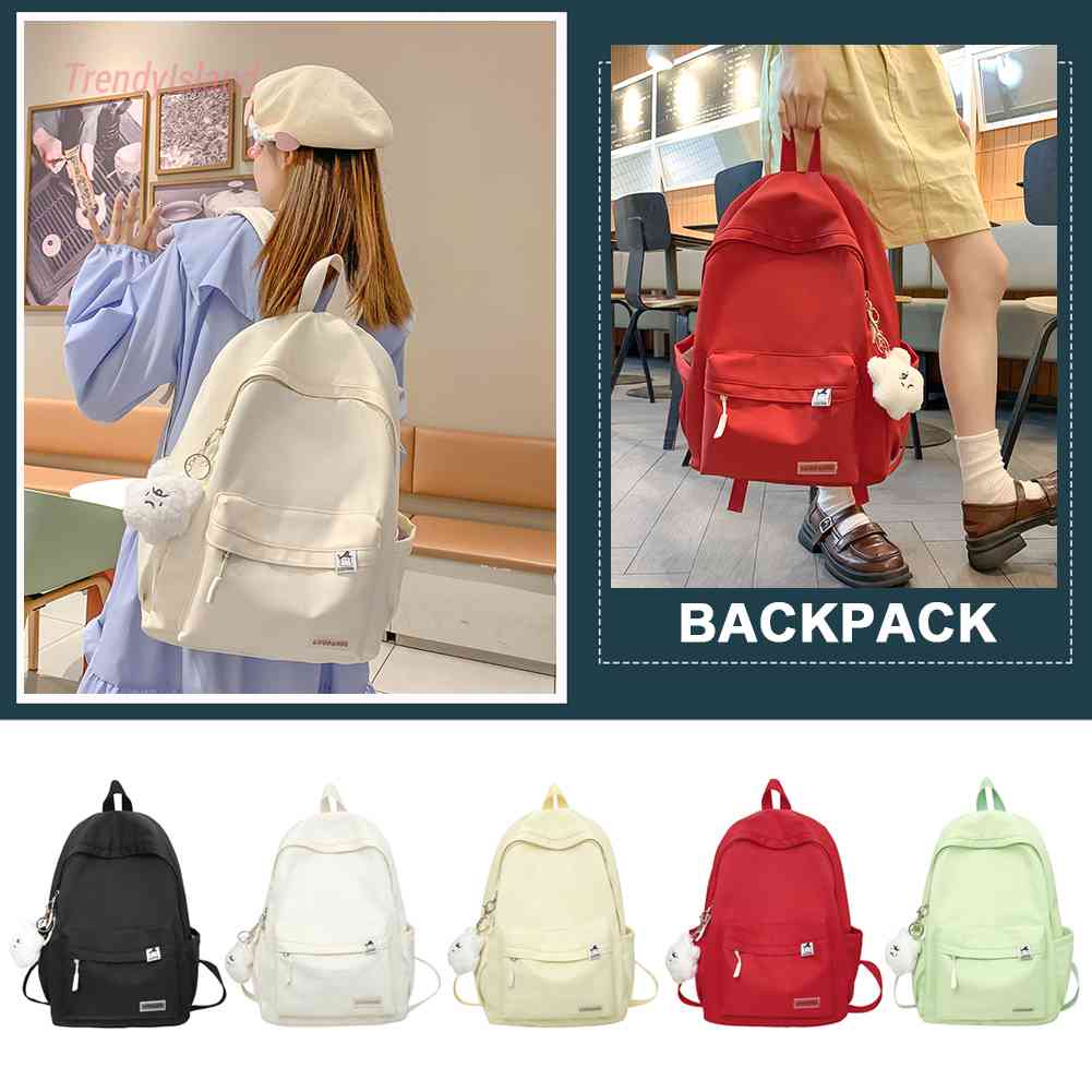 Balo Nylon Màu Trơn Nhiều Ngăn Dành Cho Tuổi Teen Mochila [Trendisland.Vn]