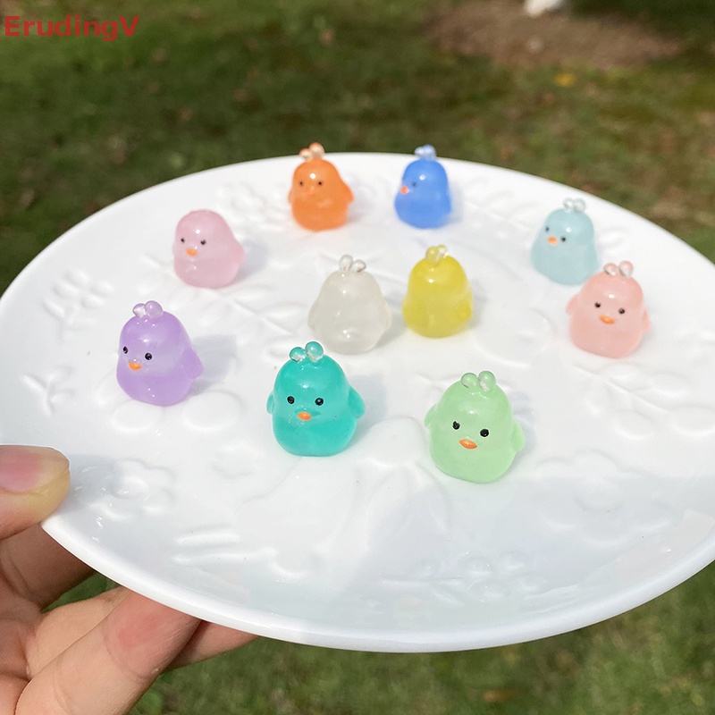 Bộ 5 Tượng Vịt Mini Màu Dạ Quang Dùng Trang Trí Tiểu Cảnh