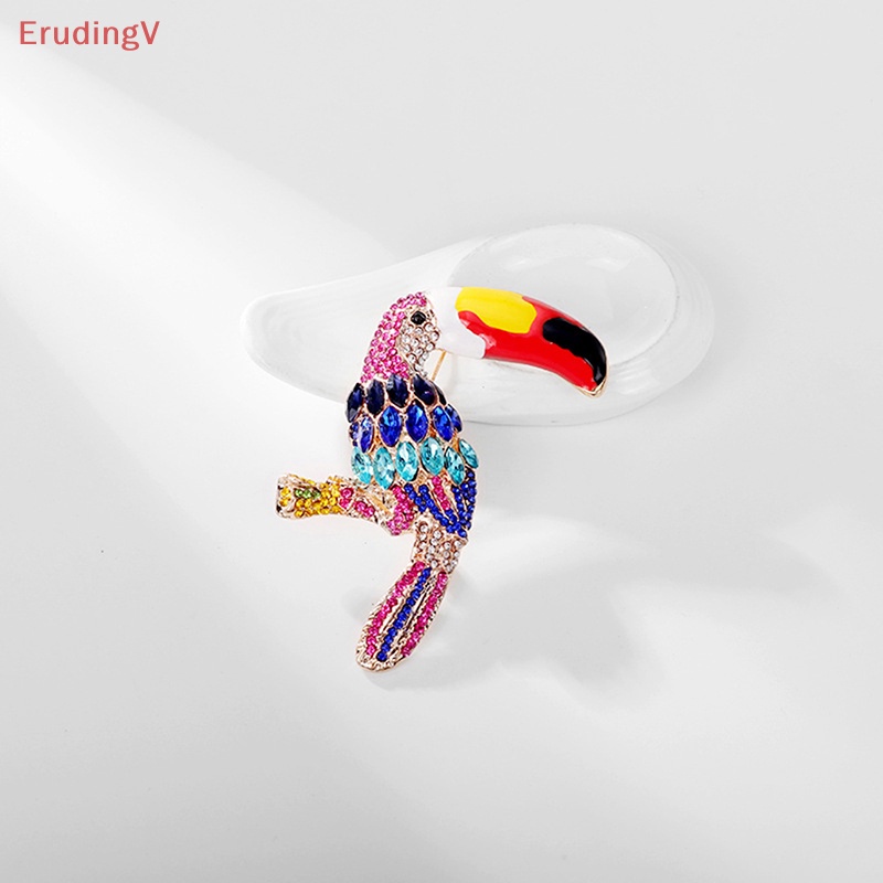 Ghim Cài Áo Hình Chú Vẹt Miệng To Đính Đá Tráng Men Sáng Bóng Thời Trang Cho Nữ