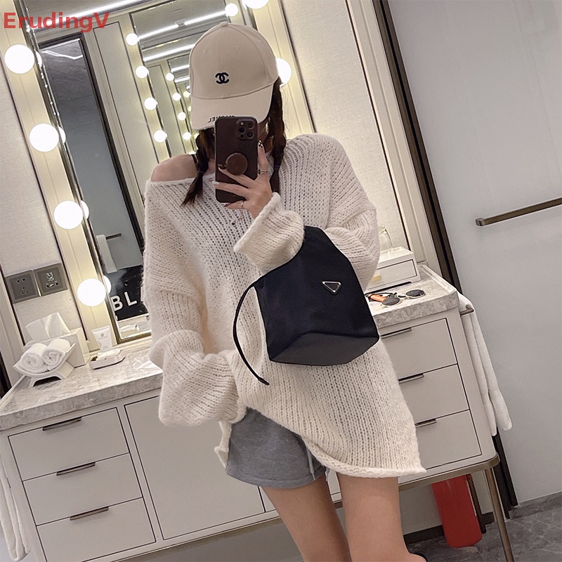 [ErudingV] Túi Xách Đeo Vai Hình Tam Giác Bằng Vải Nylon Có Dây Rút Dễ Phối Đồ Thời Trang Mùa Hè Cho Nữ [Mới]