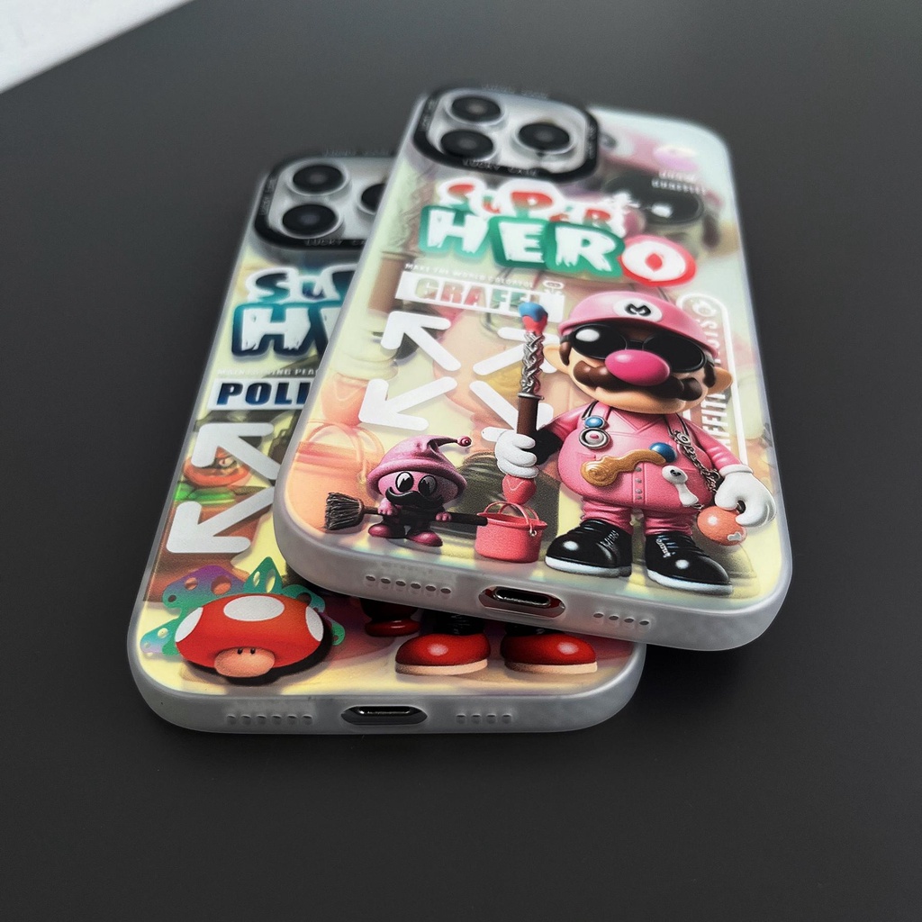 Ốp Điện Thoại TPU Dẻo Trong Suốt Họa Tiết Hoạt Hình Mario Hai Mặt Chống Sốc Cho iPhone 14 13 12 11 Pro Max