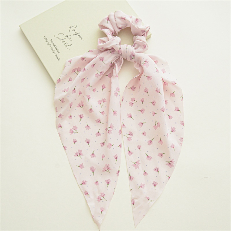 Dây Cột Tóc Vải Bản Lớn In Họa Tiết Hoa Nghệ Thuật Mùa Hè Mới Cho Nữ