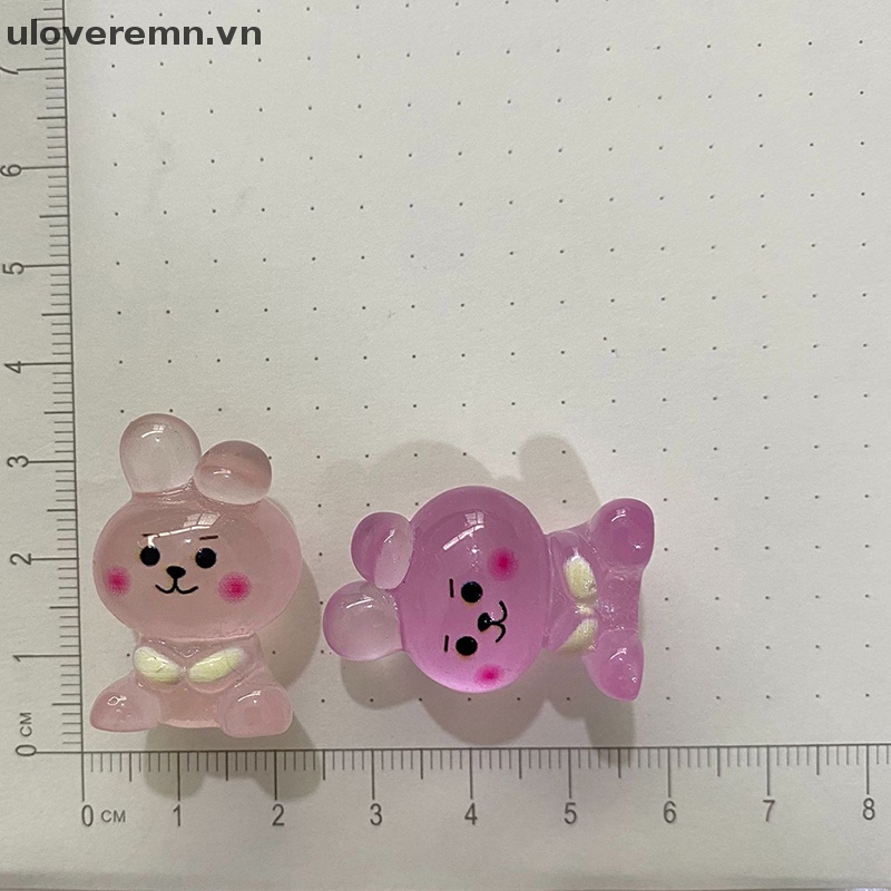 Set 2 Kẹp Tóc Hình Thỏ Dạ Quang Bằng Nhựa Resin Dành Cho Trang Trí Điện Thoại