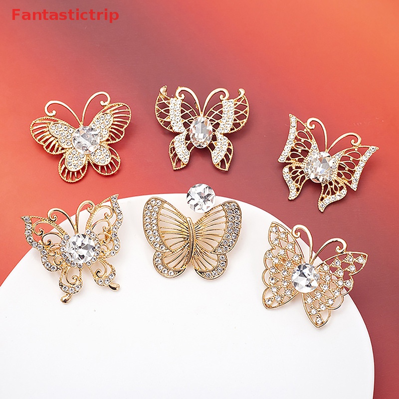 Cài Áo Hình Bướm Đính Đá Bằng Hợp Kim Thời Trang Mới
