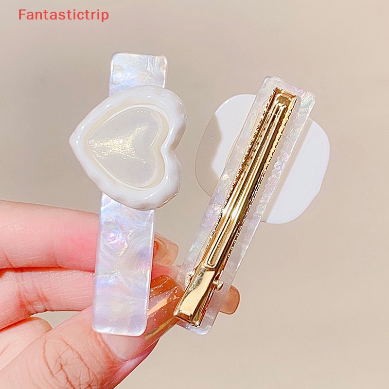 [Fantastictrip] Kẹp Tóc Trang Trí Hình Học Trái Tim Acetate Thanh Lịch Ngọt Ngào Cho Nữ Mới
