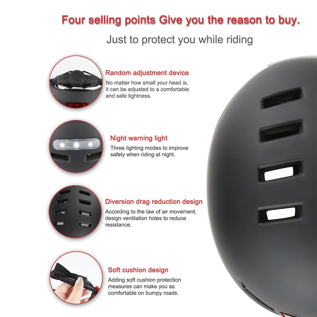 Mũ Bảo Hiểm Có Đèn LED 4 Chế Độ Điều Chỉnh Được Thời Trang Cho Xe Đạp