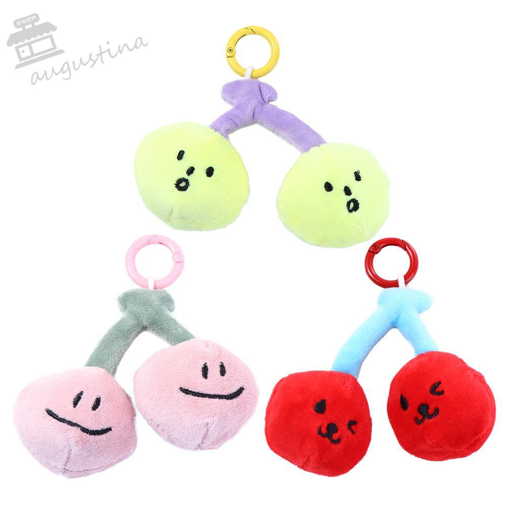Móc Chìa Khóa Hình Trái Cherry Mặt Cười Bằng Cotton PP Nhồi Bông Độc Đáo Giá Đỡ