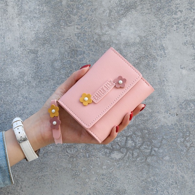 Ví Nữ Mini 🔥FREESHIP🔥 Ví Da Nữ FLOWER Cầm Tay Nhỏ Gọn Siêu Đẹp VN0112