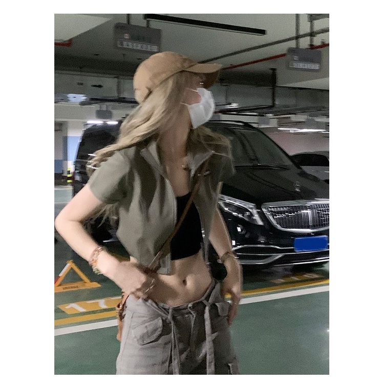 COZOK Áo Thun Tay Ngắn Cổ Polo Phối Khóa Kéo Thời Trang Trẻ Trung