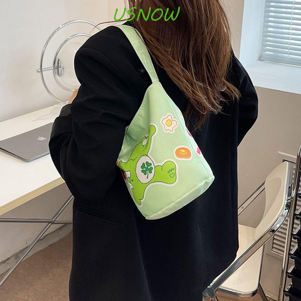 Túi Xách Vải Canvas In Hình Gấu Dễ Thương Dành Cho Nữ