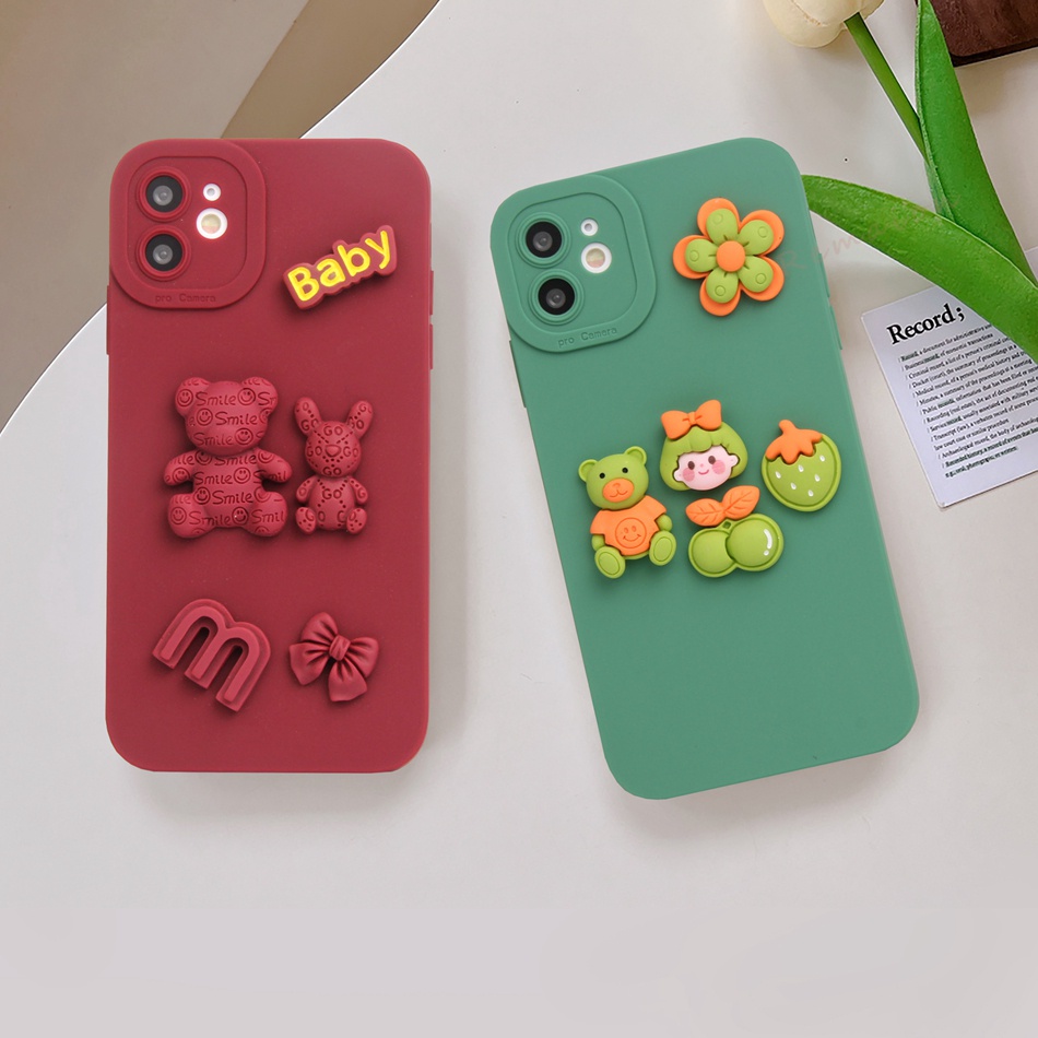 Ốp Điện Thoại Silicon Dẻo Hình Gấu 3D Cho iPhone X XR XS Max 11 12 13 14 Pro Max Plus Mini 6 S 7 8 Plus SE 2020 11Pro 12pro 13Pro