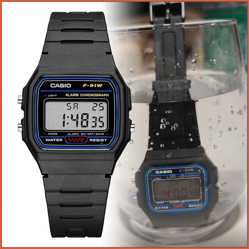 Casio đồng hồ nam chống nước đồng hồ chính hãng Đồng Hồ Điện Tử g shock Chống Thấm Nước F-91W Dành Cho Nam Và Nữ 100% ban đầu