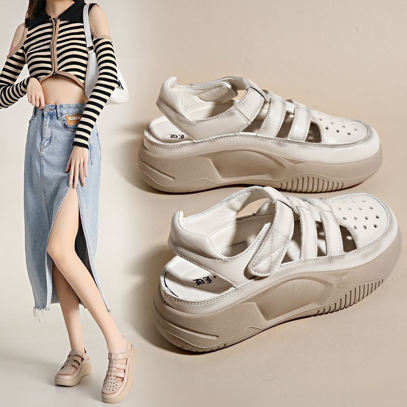 Giày Sandal Da Thật Đục Lỗ Siêu Nhẹ Thời Trang Thể Thao Nữ