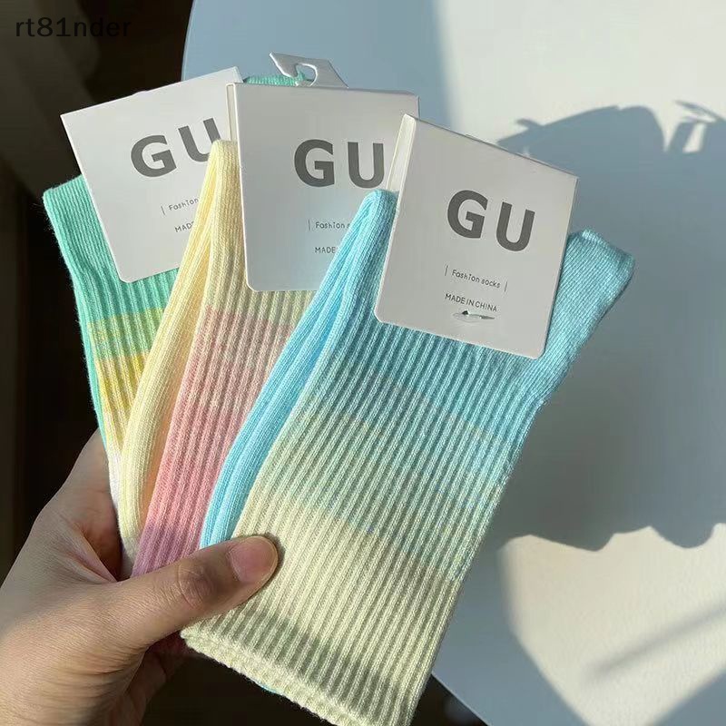 Rt 1 Đôi Vớ Cotton Cổ Vừa Màu Kẹo Đơn Giản Thời Trang Xuân Thu