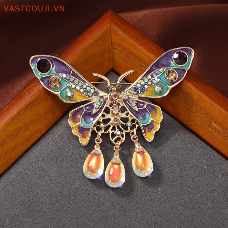 Trâm Cài Áo Hình Giọt Nước Bướm Tráng Men Phối Tua Rua Trang Trí Tiệc Tùng / Văn Phòng