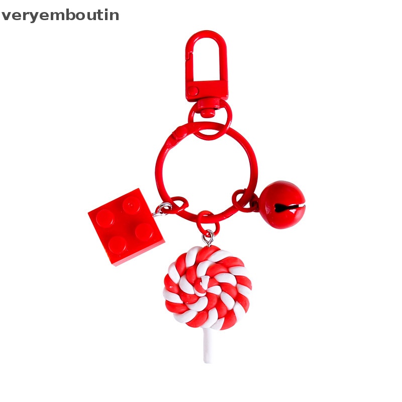 Móc Khóa Hình Kẹo Mút Phối Chuông Nhiều Màu Dễ Thương Trang Trí Ba Lô / Ô Tô