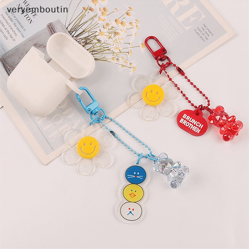 Móc Khóa Acrylic Trong Suốt Màu Kẹo Hình Hoa Hướng Dương Hoạt Hình Dễ Thương