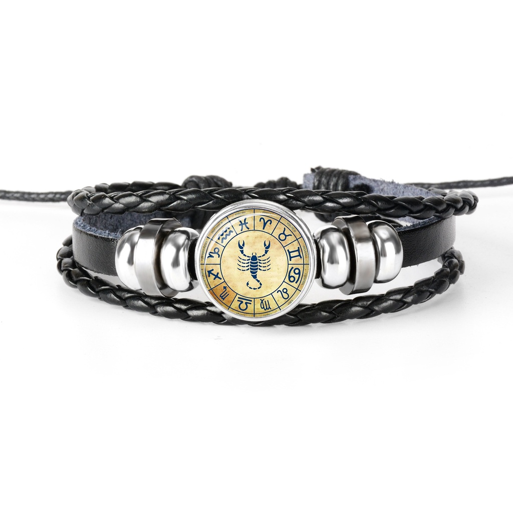 Vòng Tay Handmade Mẫu 12 Cung Hoàng Đạo Thời Trang Mới 2023 0 &amp; Vòng Tay Mặt Kính Cabochon Hình 12 Cung Hoàng Đạo 5 / 26