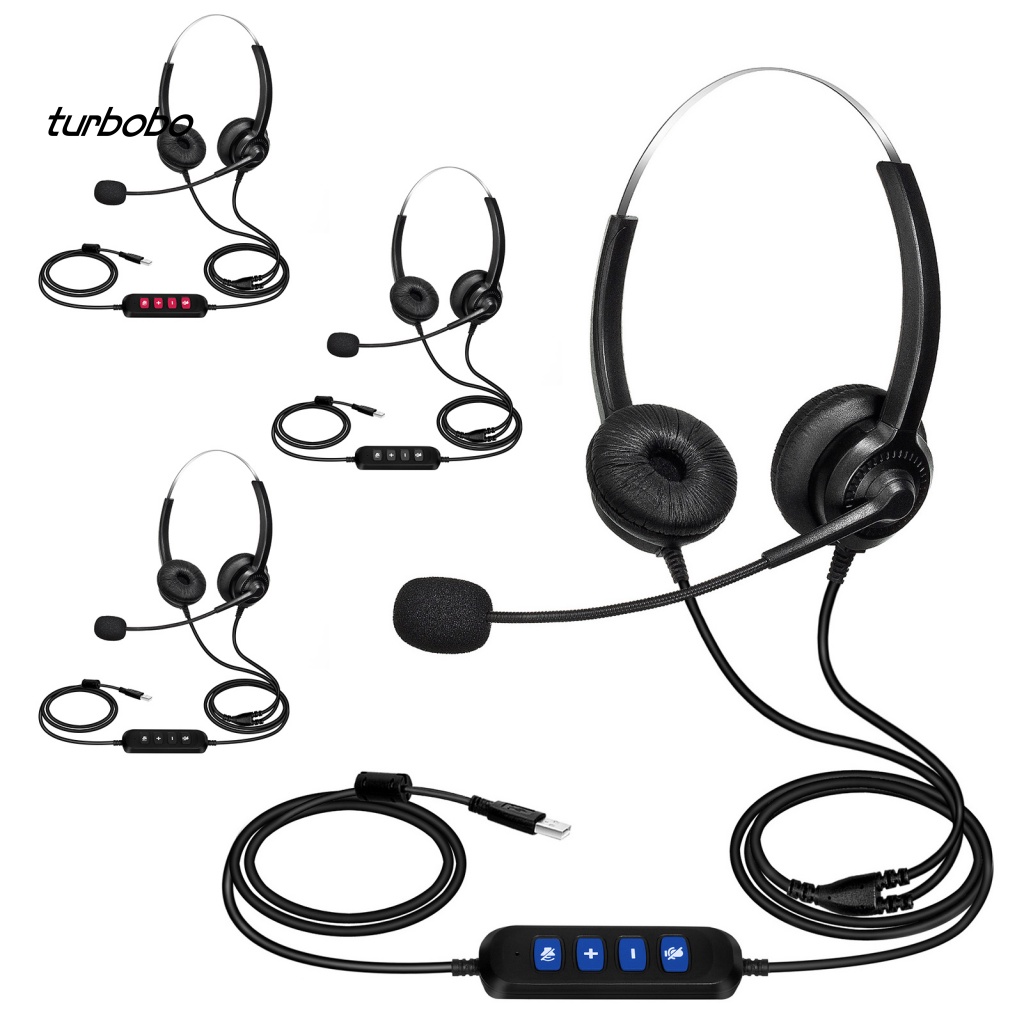 Tai Nghe Điện Thoại Di Động Turbobobo 300D Giảm Tiếng Ồn Thoáng Khí Hai Dây Cáp USB Dài Dành Cho Tài Xế Xe Tải Văn Phòng