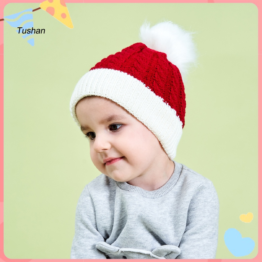 Mũ Len Đính Quả Bông Nhiều Màu Sắc Dành Cho Trẻ Em 6 Tháng-2 Tuổi
