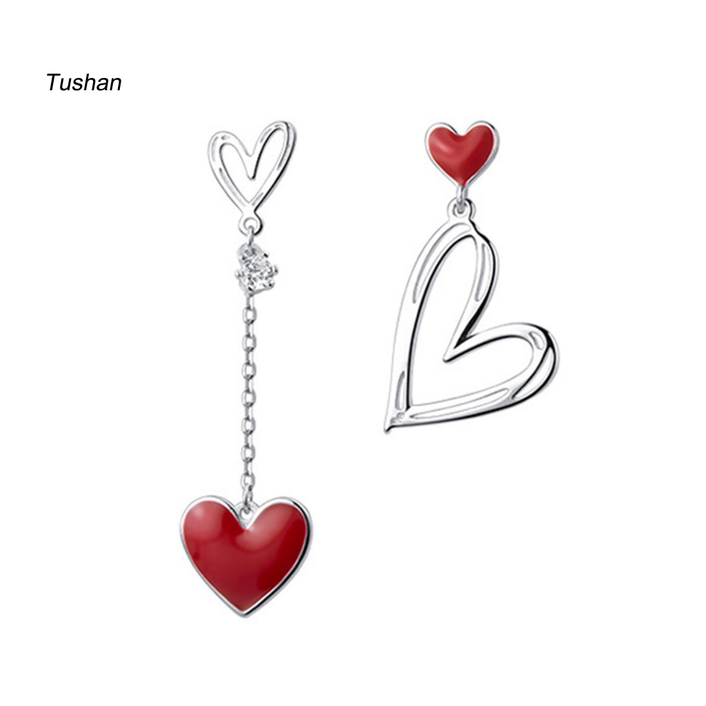 1 Đôi Bông Tai Hình Trái Tim Đính Đá Zircon Dành Cho Nữ