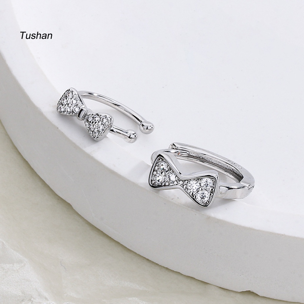 1 Khuyên Vành Tai Hình Nơ Đính Đá Lấp Lánh Phong Cách Pháp