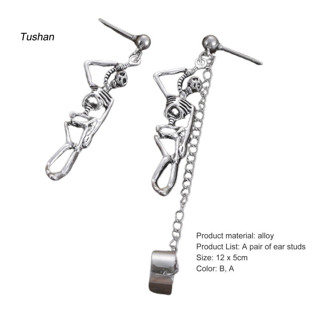 1 Đôi Bông Tai Hình Đầu Lâu Phong Cách Gothic Dành Cho Lễ Halloween