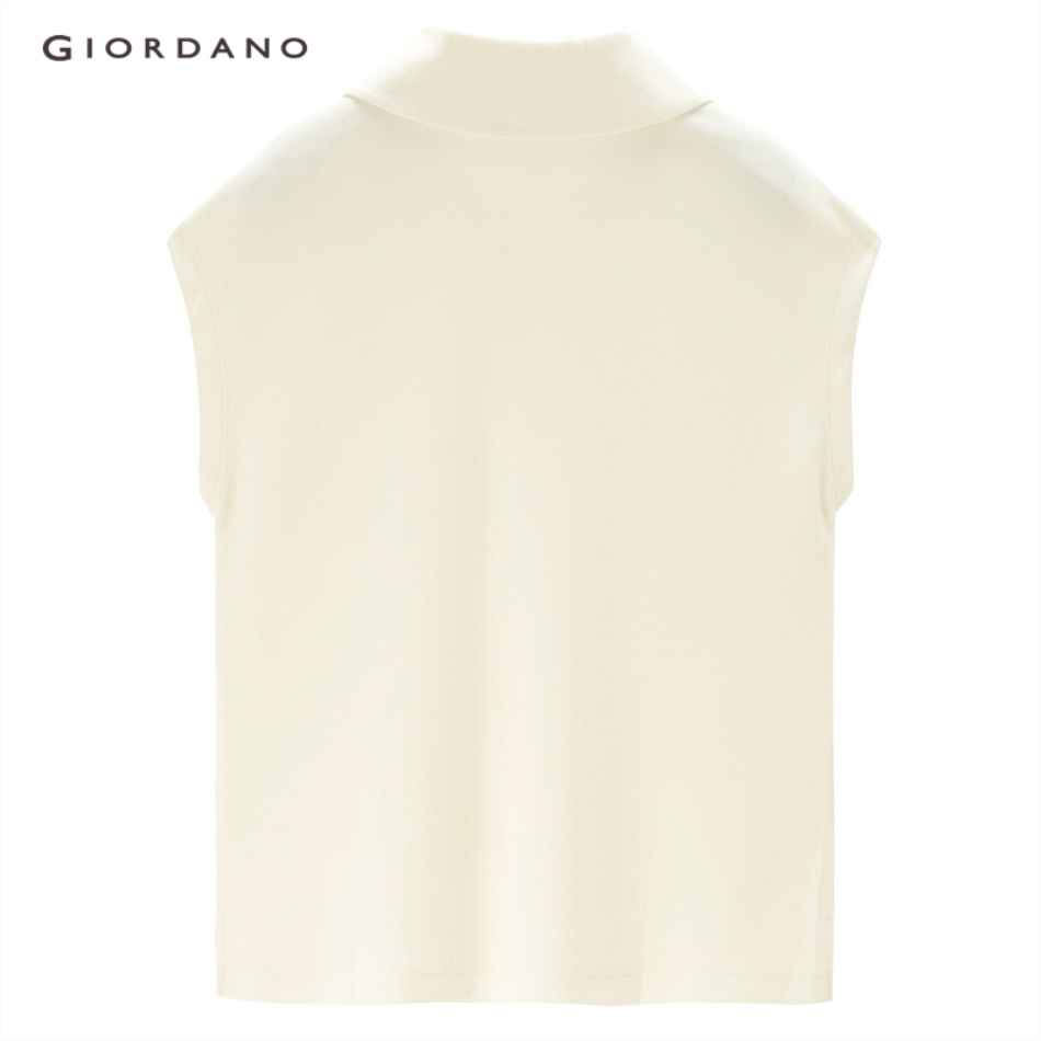 Áo sơ mi polo GIORDANO 18313201 tay áo thêu hoa dành cho nữ