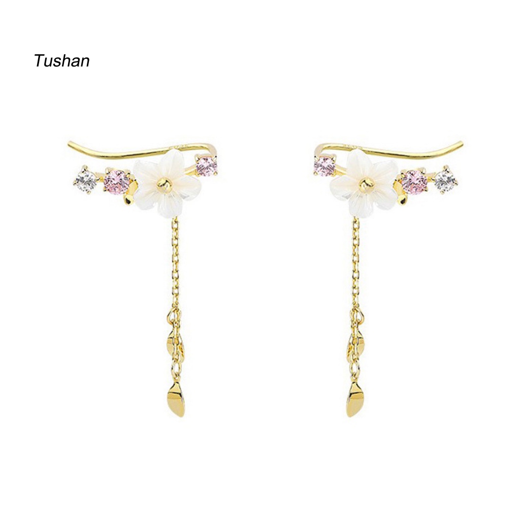 1 Đôi Bông Tai Hình Hoa Đính Đá Thời Trang