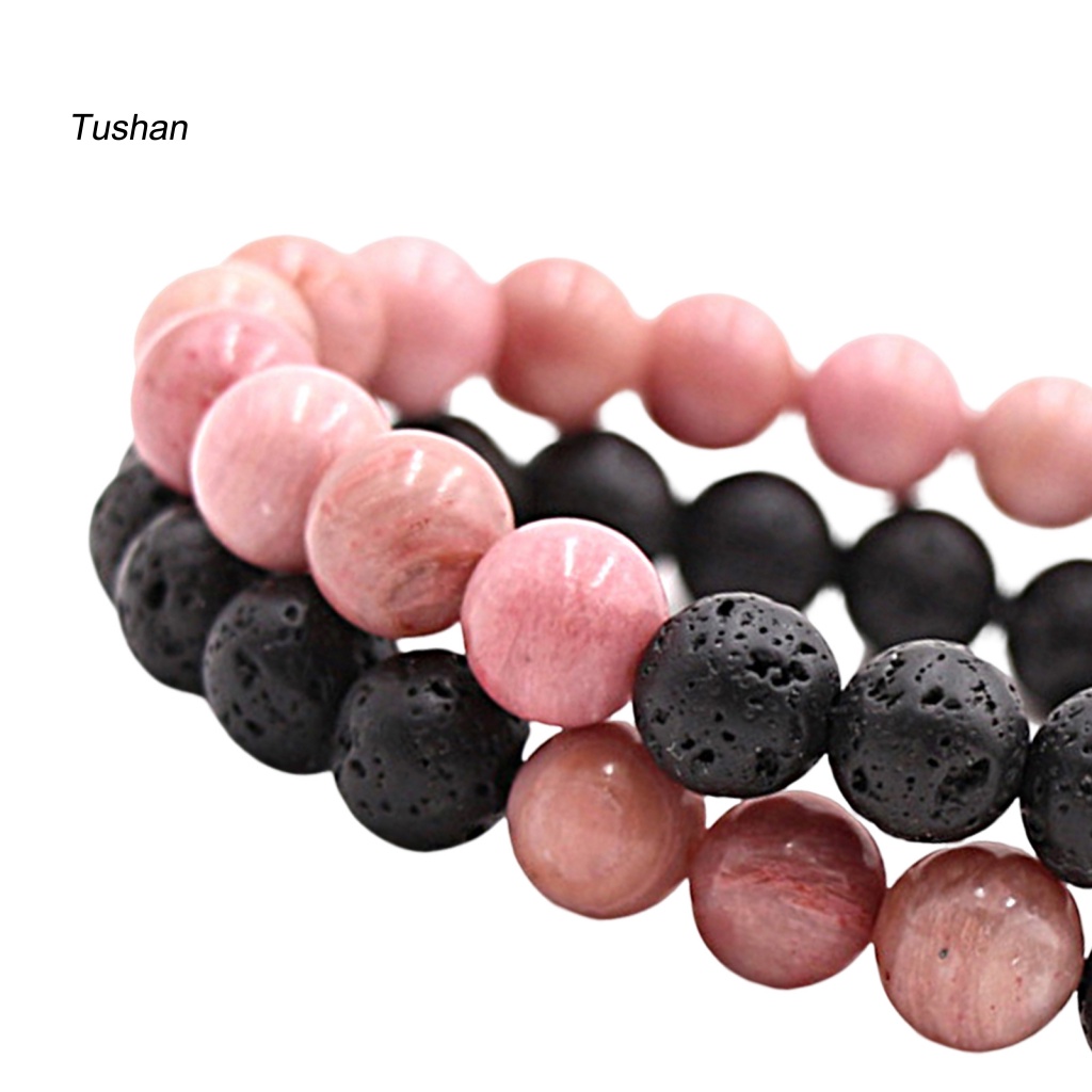 Set 2 Vòng Tay Dây Thun Co Giãn Màu Trắng Đen Thời Trang Cho Cặp Đôi