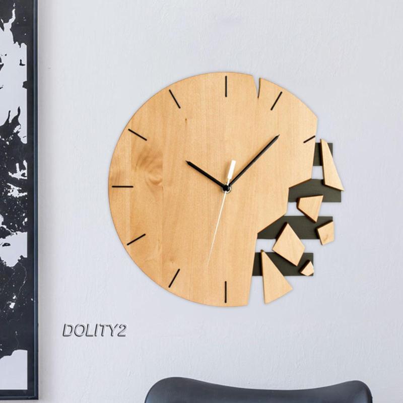 [Dolity2] Đồng Hồ Treo Tường Hình Tròn Họa Tiết Nghệ Thuật Trừu Tượng Hiện Đại Bằng Gỗ