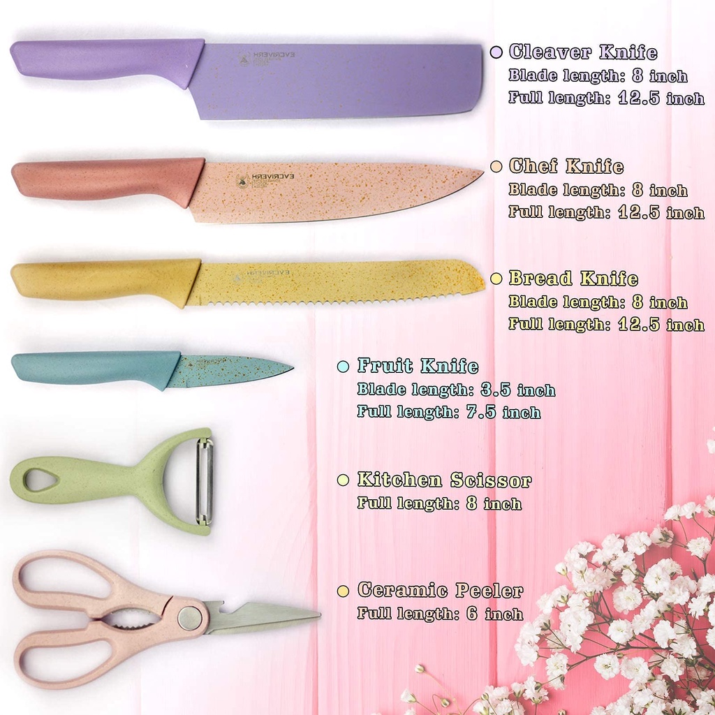 Bộ dao Thái Lan 6 món Besico Kitchen Knife Set chống nước chống gỉ cách nhiệt an toàn