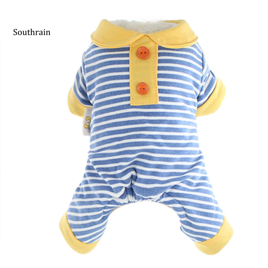 Bộ Đồ Ngủ Liền Thân Họa Tiết Kẻ Sọc Xinh Xắn Thời Trang Mùa Đông Cho Cún Cưng