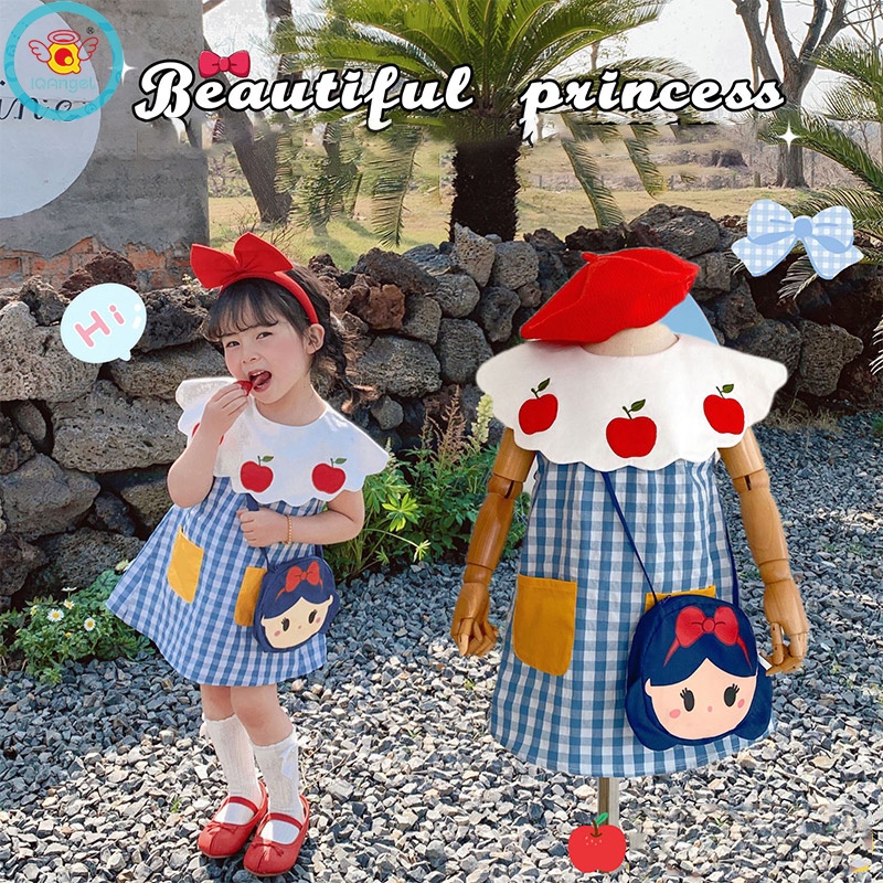 Đầm Sát Nách Kẻ Sọc Ca Rô In Hoạt Hình Bạch Tuyết Dễ Thương Cho Bé Gái