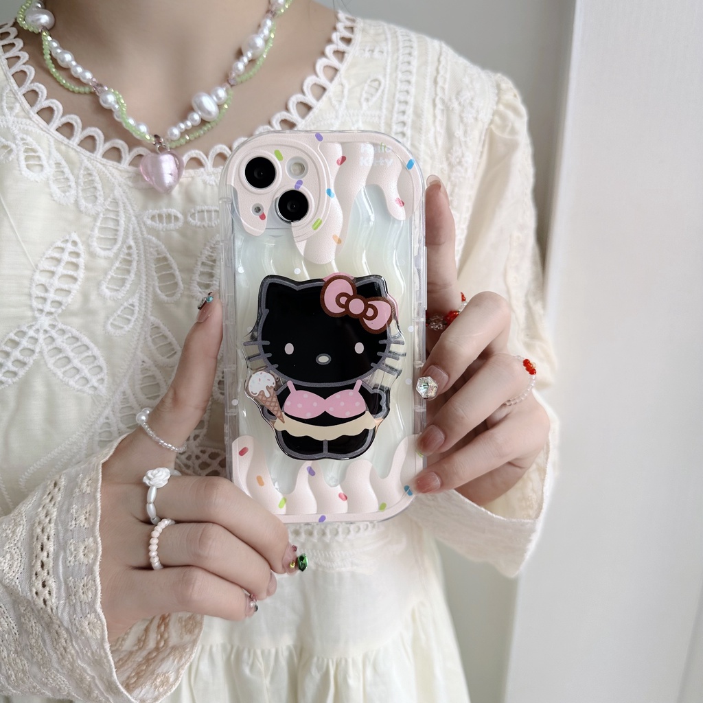 Ốp Điện Thoại TPU Silicone Mềm Trong Suốt Chống Sốc In Hình Hoạt Hình Có Giá Đỡ Cho iPhone 13 12 11 Pro Max 14 Plus