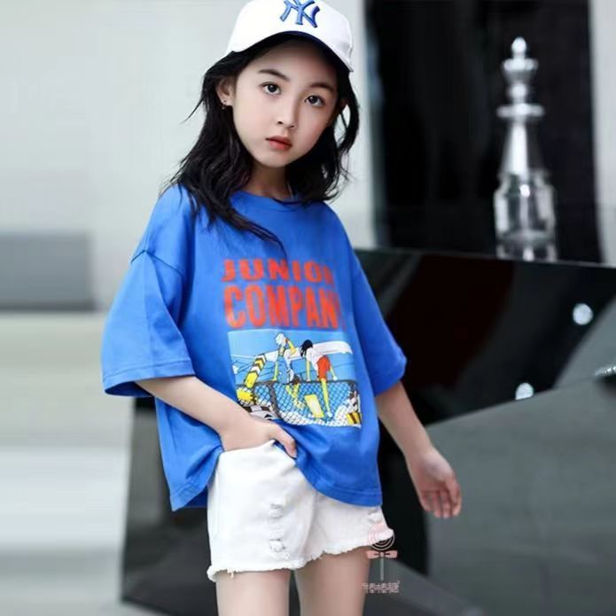 Áo Thun Cotton Tay Ngắn Màu Trơn Dễ Thương Thời Trang Mùa Hè 2023 Cho Bé Gái