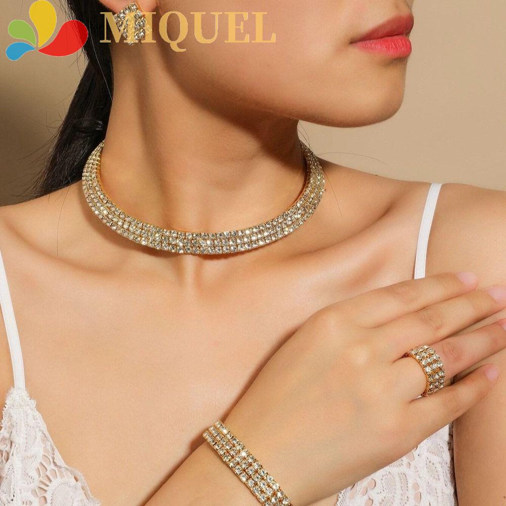 Bộ Trang Sức Đính Đá Lấp Lánh Phong Cách Hàn Quốc Sang Trọng