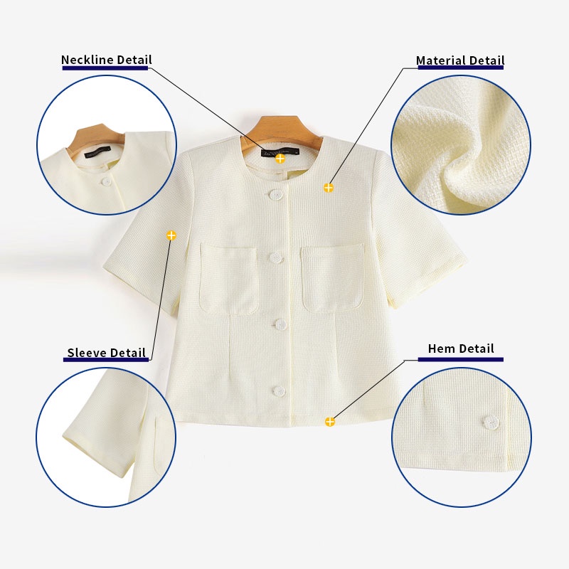 Zanzea Áo Khoác Nữ Ngắn Tay Cổ Tròn Có Túi Thời Trang Hàn