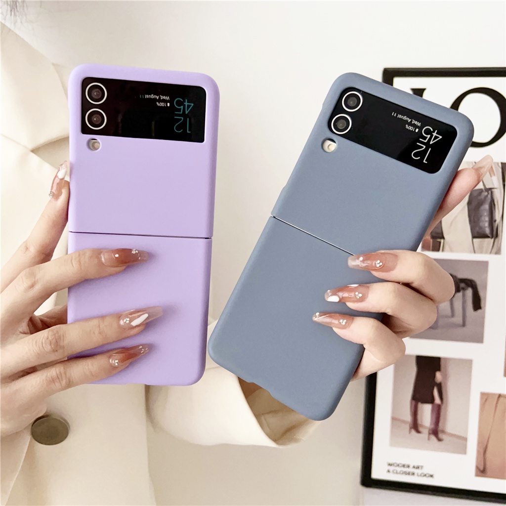 Ốp Điện Thoại Màu Trơn Đơn Giản Cho Samsung Galaxy Z Flip 3 4 5G Z Flip3 Zflip3 Flip4 Zflip4