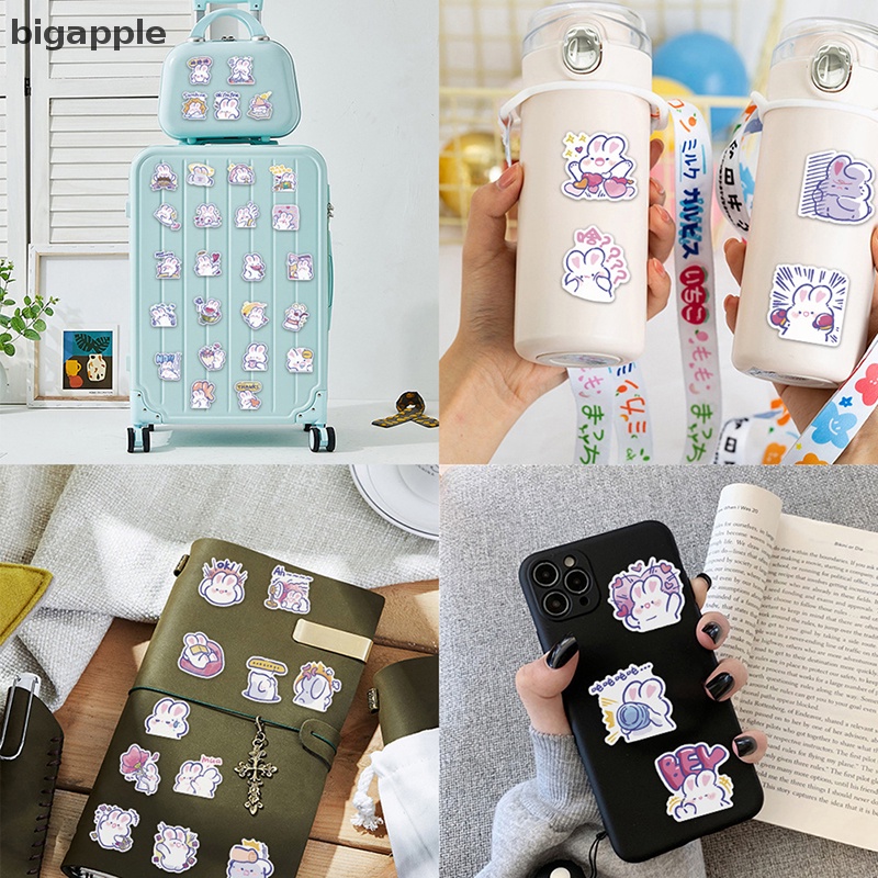 Bộ 60 Sticker Hình Thỏ Dễ Thương Dùng Trang Trí Sổ Tay Nhật Ký