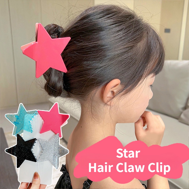 Kẹp Tóc Hình Ngôi Sao Năm Cánh Cỡ Lớn Màu Sắc Tương Phản Phong Cách Punk Sáng Tạo Cho Nữ Y2k