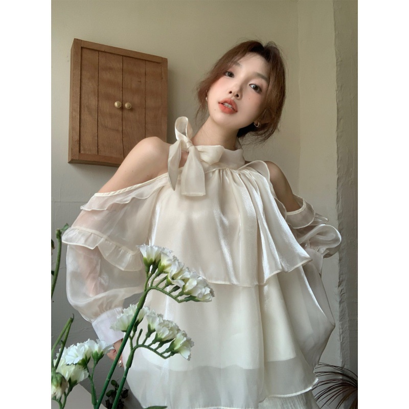 Xin LAN YA SHE Áo Dây Buộc Cổ Phong Cách Hàn Quốc Mới Cho Nữ