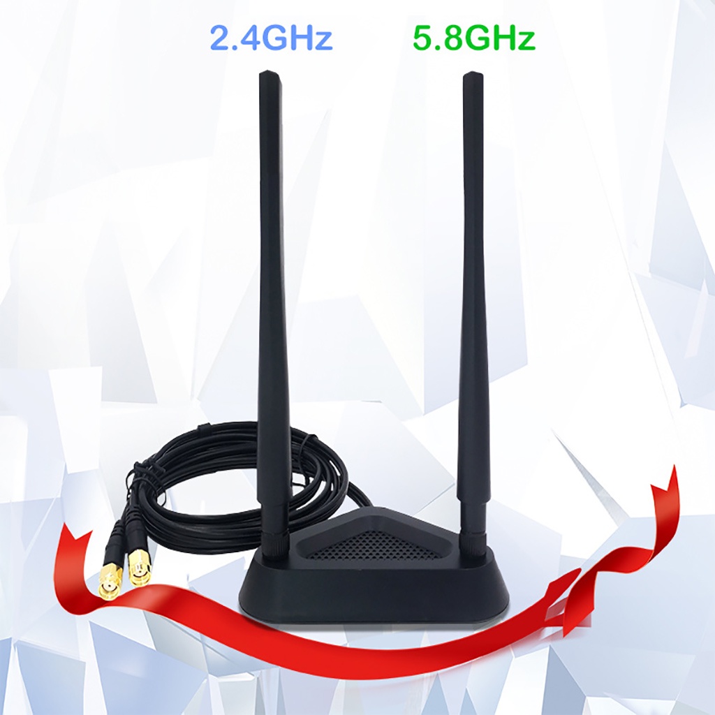 Ăng Ten Băng Tần Kép 2.4G 5.8G Kèm Đế Nam Châm 8DB SMA Cho Thẻ Mạng WIFI Không Dây