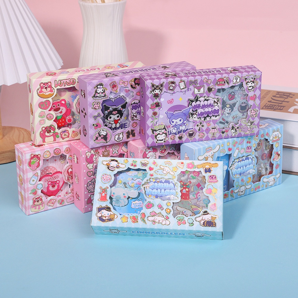 SANRIO Bộ Sticker Kuromi Lotso Trong Suốt Dán Trang Trí Hộp Quà
