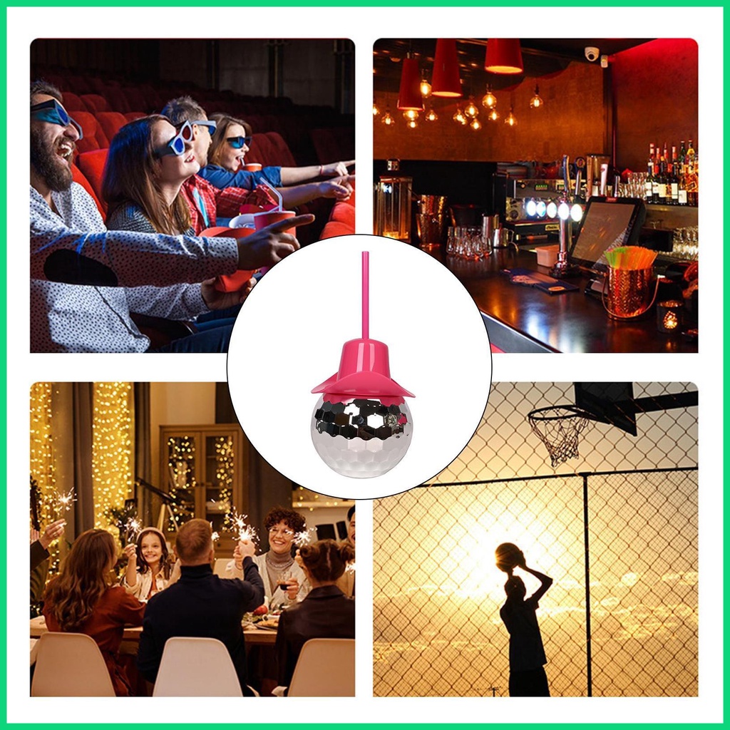 Cốc Cao Bồi Disco Có Nắp Và Ống Hút Kim Tuyến Vui Nhộn Tái Sử Dụng Được Cho jiwvn Jwvn