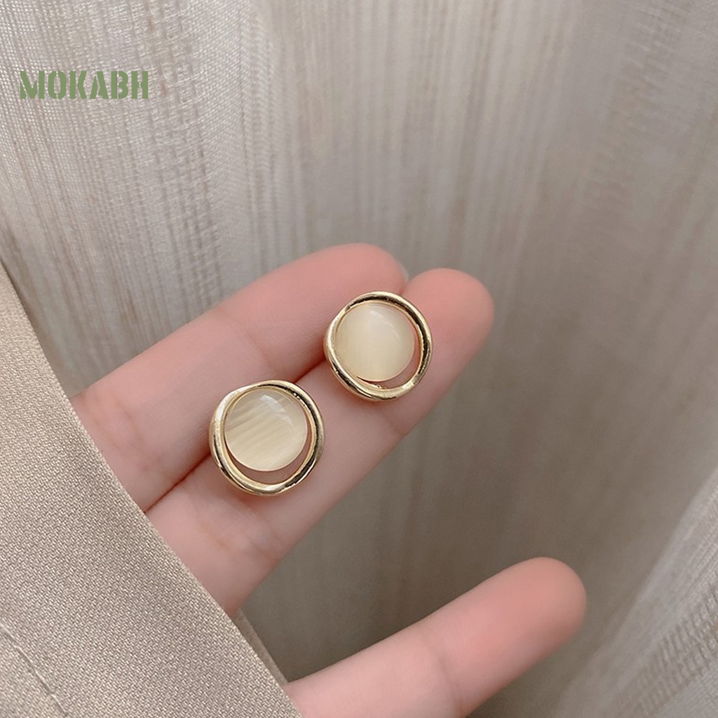 1 Đôi Bông Tai Hình Mắt Mèo Đính Đá Mắt Mèo Lấp Lánh Dành Cho Nữ