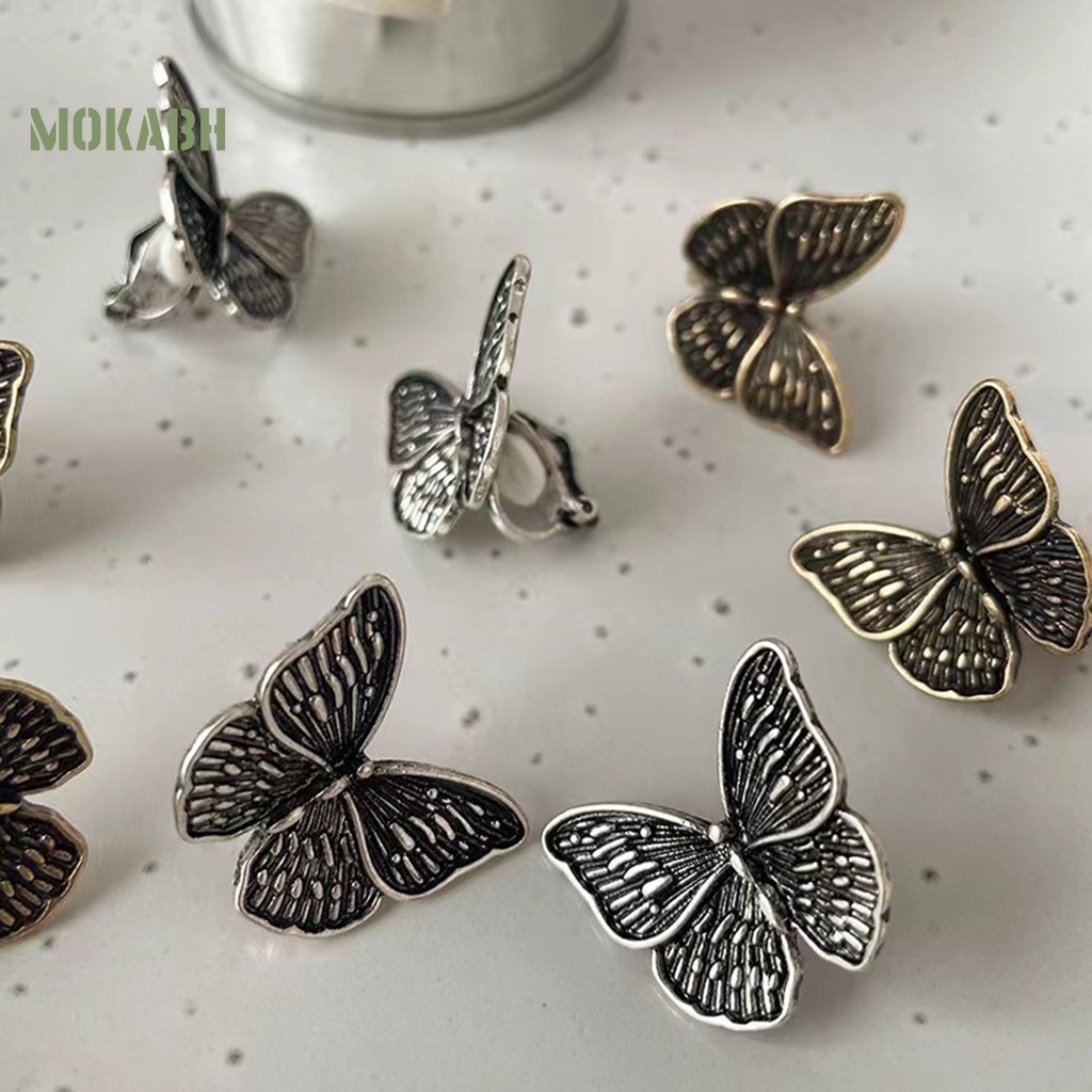 1 Đôi Bông Tai Hình Học Bướm 3D Mạ Điện Phong Cách Hip Hop Cổ Điển Dành Cho Nữ