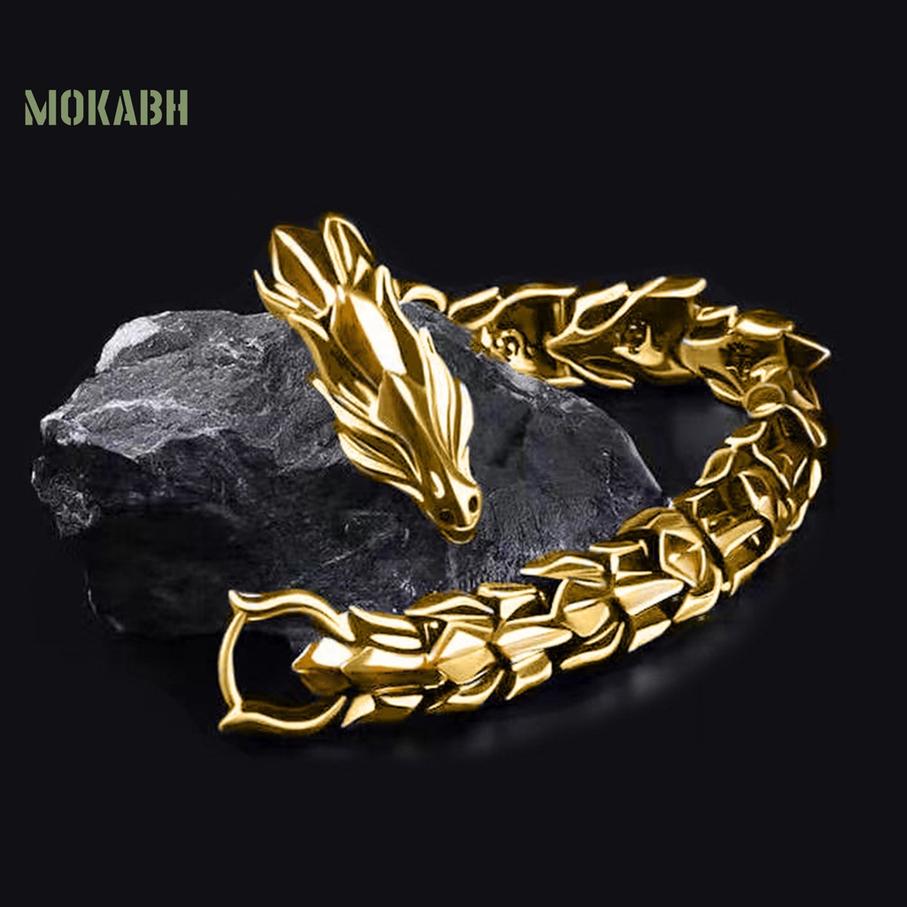 Vòng Tay Hình Đầu Rồng Phong Cách Âu Mỹ Cá Tính Cho Nam