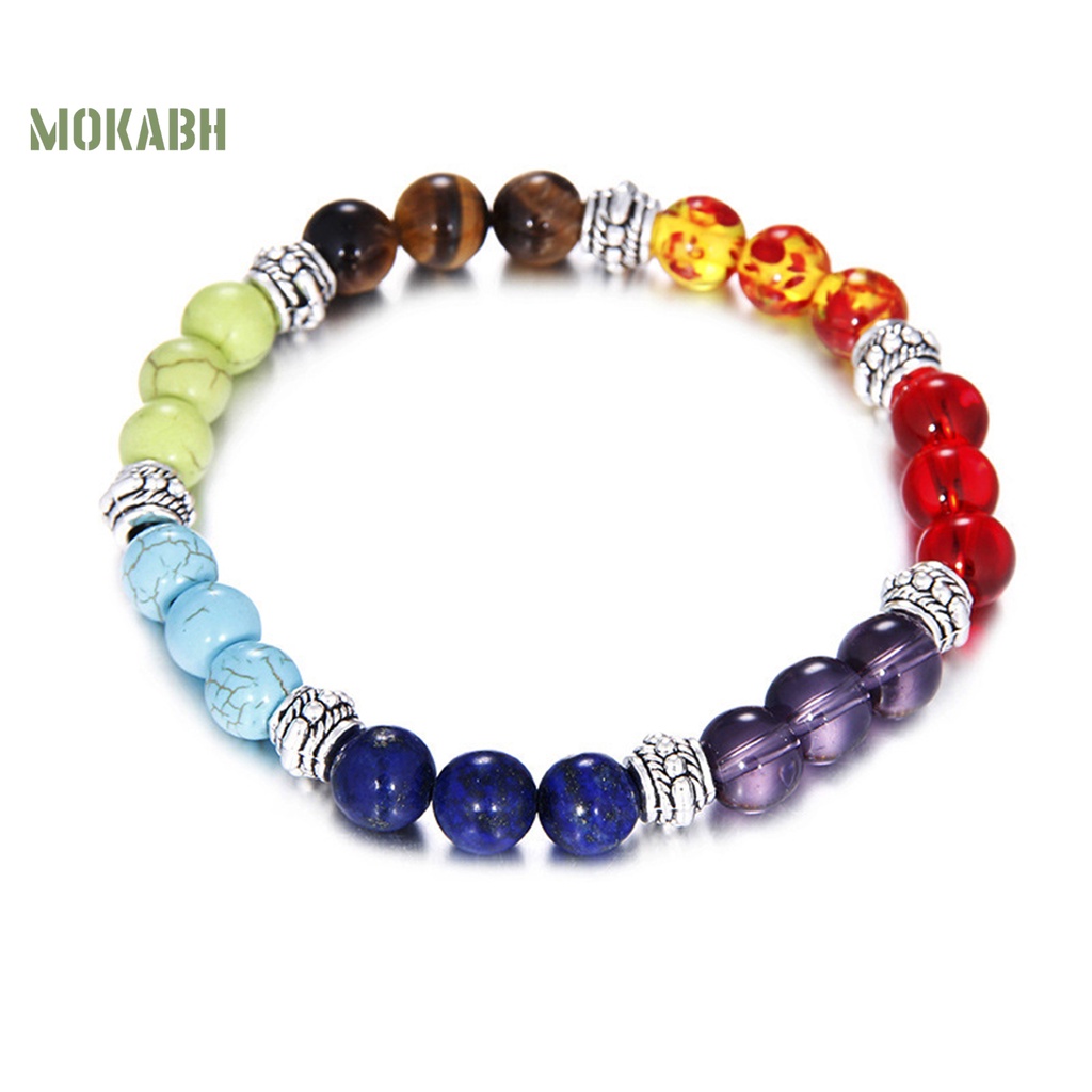 Vòng Tay Chuỗi Hạt Đá Chakras 7 Sợi Co Giãn Giảm Căng Thẳng