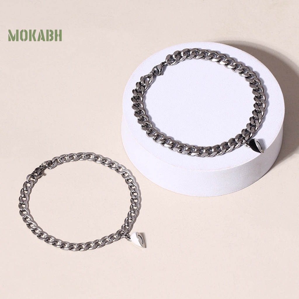 1 Cặp Vòng Tay Mạ Điện Mặt Trái Tim / Thánh Giá Chống Rỉ Sét Thời Trang Unisex